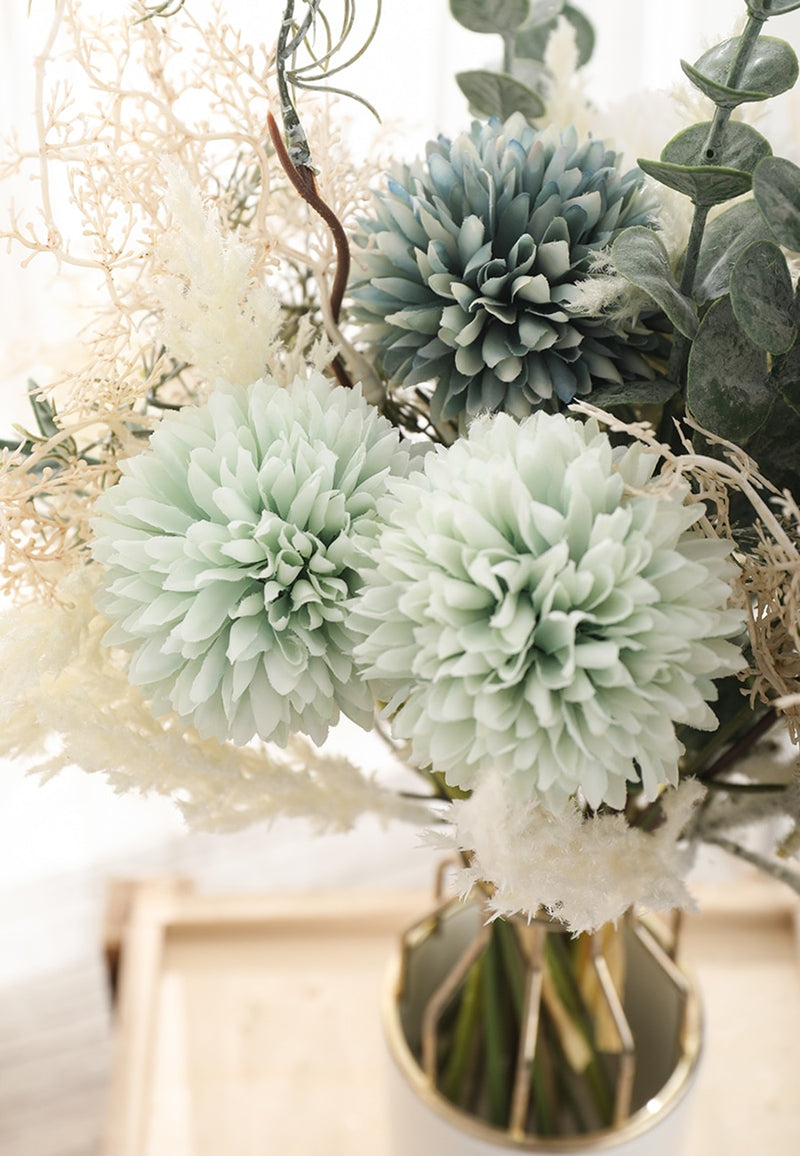 White Artificial Flowers Dandelion Big Bouquet Autum Silk Plastic Fake Flower for Home Wedding Decoration Living Room Arrange - KiwisLove