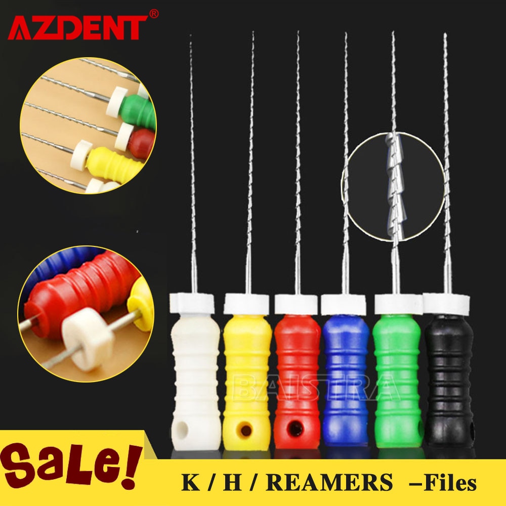 AZDENT 6pcs/Pack Dental Niti 21mm/25mm #15-40 Endodontic Root Canal Files Hand Use Reamers / H / K File Dentist Tools - KiwisLove