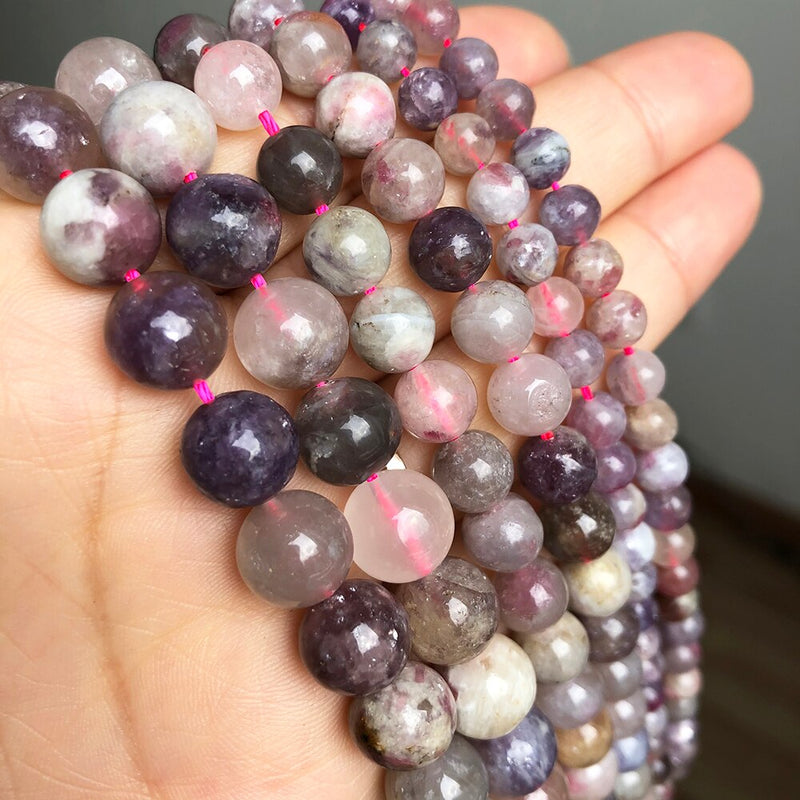 Natural Plum Blossom Tourmaline Mineral Beads For Jewelry Making Round Gem Beads DIY Bracelet Accessories 15&#39;&#39;Inches 6 8 10mm