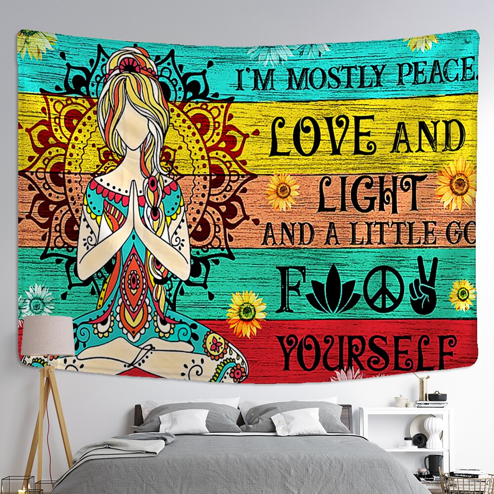 Seven Chakras India Buddha Tapestry Wall Hanging Bohemian Psychedelic Witchcraft Mysterious Aesthetics Room Decor - KiwisLove