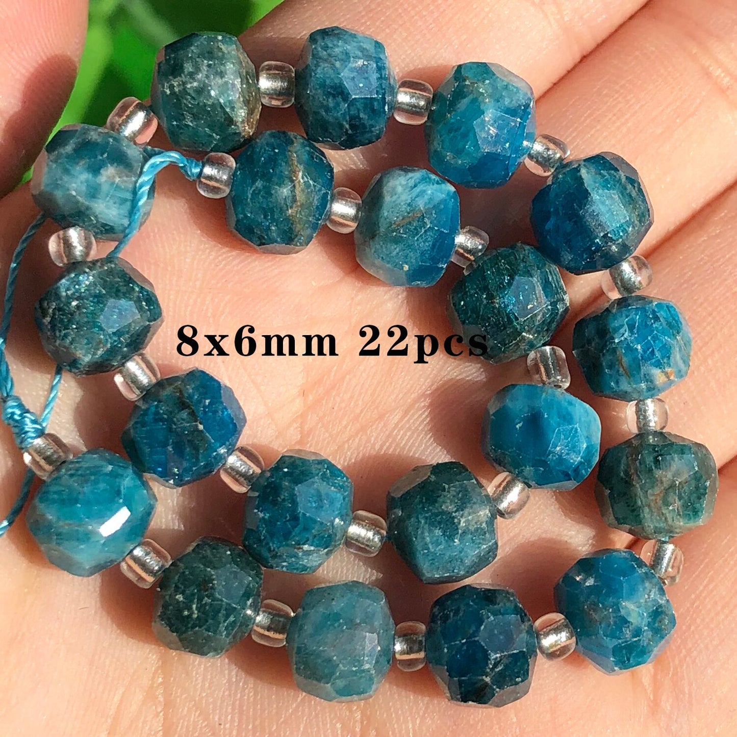 Natural Stone Blue Apatite Gem Beads Round Irregular Faceted Rondelle Loose Beads For Jewelry Making Diy Bracelets Accessories - KiwisLove