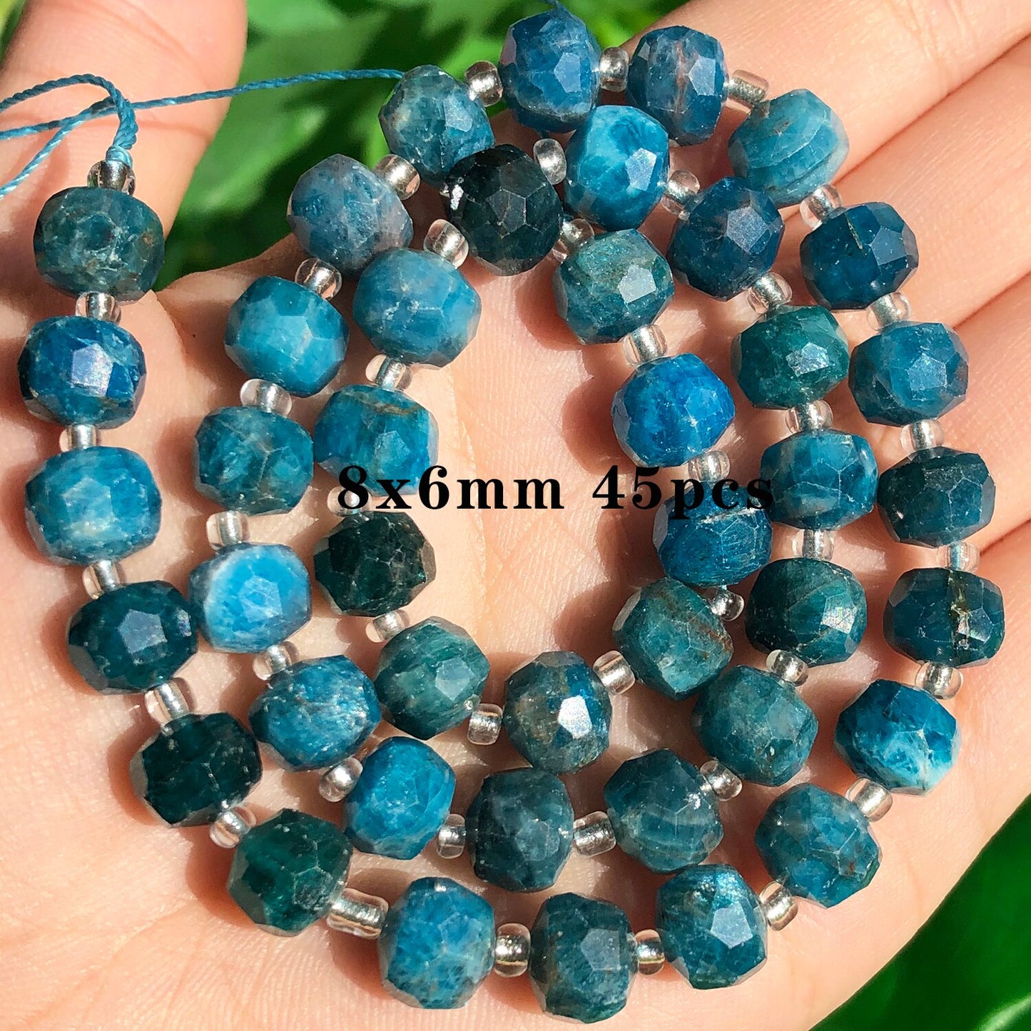 Natural Stone Blue Apatite Gem Beads Round Irregular Faceted Rondelle Loose Beads For Jewelry Making Diy Bracelets Accessories - KiwisLove