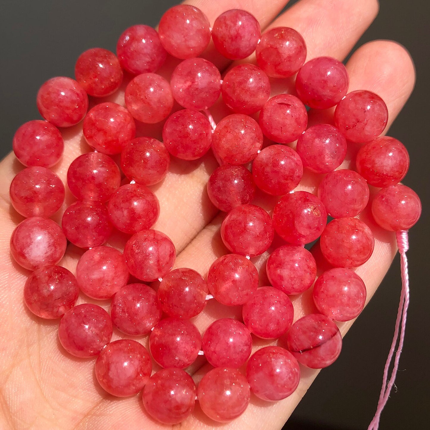 Natural Stone Pink Purple Blue Angelite Morganite Round Beads For Jewelry Jade Beads Making DIY Handmade Bracelet Neckalce 15&#39;&#39; - KiwisLove