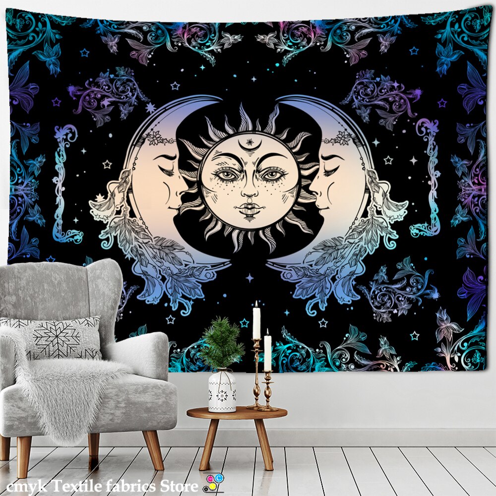 Colorful Sun Moon Tapestry Universe Psychedelic Witchcraft Hippie Tapiz Wall Hanging Room Home Decor - KiwisLove