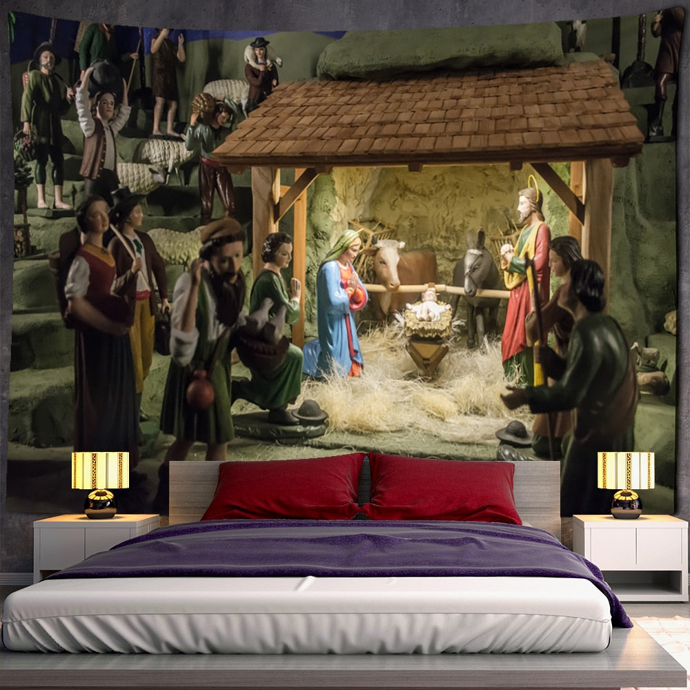 Camel Starlight Oil Painting Tapestry Wall Hanging Christmas Bohemian Style Psychedelic Witchcraft Mystery Home Decor - KiwisLove