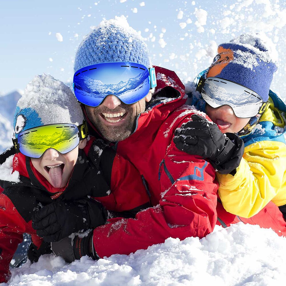 COPOZZ Parent Child Ski Goggles 2 Pack Set Snowboard Anti fog Skiing Glasses UV400 for Famliy Men Women Kids Sport Snow Eyewear - KiwisLove