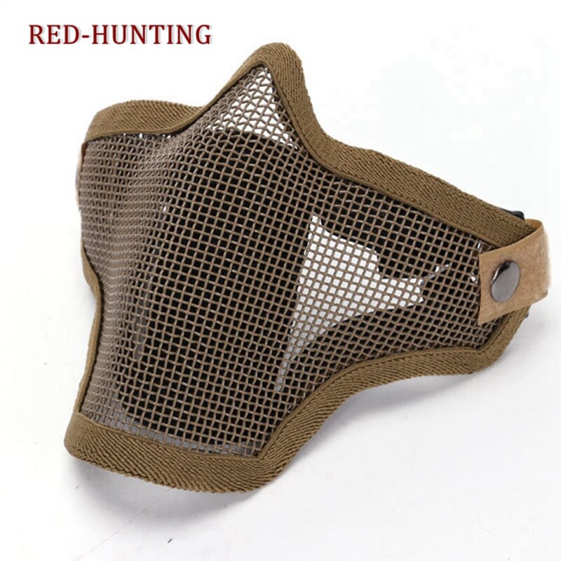 New Tactical Airsoft Mask Half Face Metal Steel Net Mesh Hunting Military CS Halloween Party Cosplay Mask Paintball Accessories - KiwisLove
