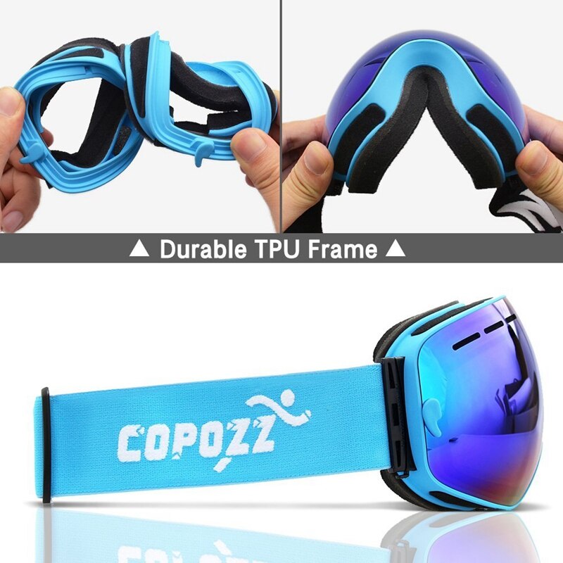 COPOZZ New Polarized Ski Goggles Double lens Snowboard UV400 Sneeuwbril Anti-fog Ski Glasses Skiing Adult Snow Goggles GOG-201P - KiwisLove