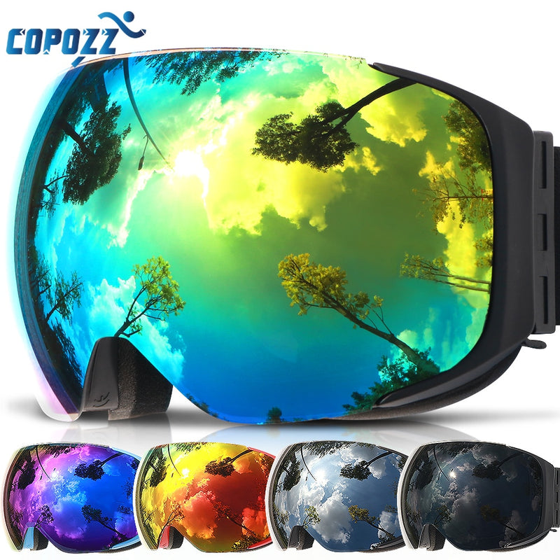 COPOZZ brand ski goggles replaceable magnetic lenses UV400 anti-fog snow ski mask skiing men women snowboard goggles GOG-2181 - KiwisLove