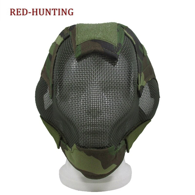 Hot Tactical Airsoft Full Face Mask Safety Metal Mesh War Game Steel Net Mesh Paintball Protection Gear Outdoor - KiwisLove