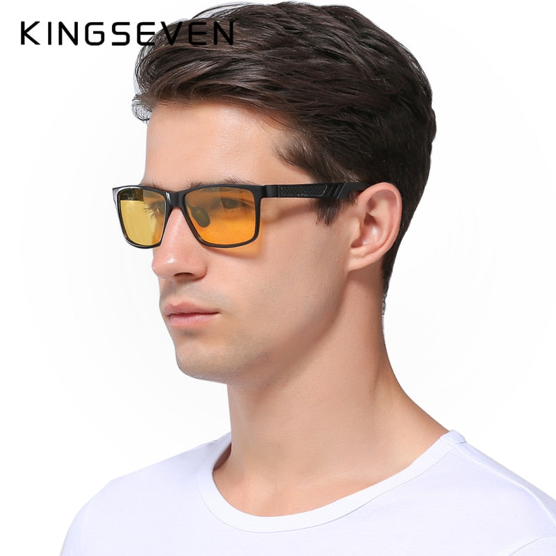 KINGSEVEN Aluminum Polarized Night vision Sunglasses Men Square Sun Glasses Driving Sunglasses Goggle Eyewear oculos de sol - KiwisLove