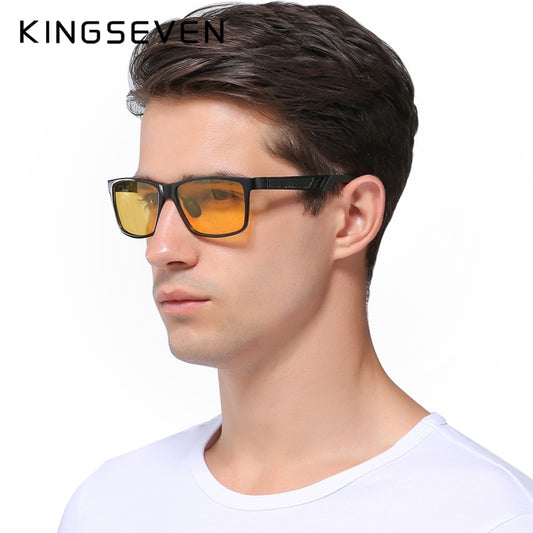 KINGSEVEN Aluminum Polarized Night vision Sunglasses Men Square Sun Glasses Driving Sunglasses Goggle Eyewear oculos de sol - KiwisLove