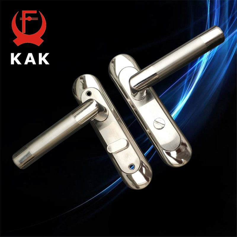 KAK Simple Washroom Door Lock Stailess Steel Interior Door Handle Lock Anti-theft Lock Bathroom Toilet Lock Furniture Hardware - KiwisLove