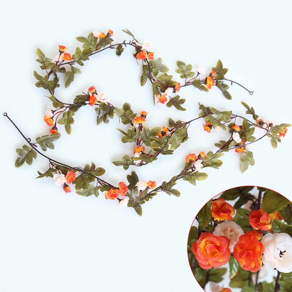 230cm/ 91in Silk Rose Wedding Decorations Ivy Vine Artificial Flowers Arch Decor with Green Leaves Hanging Wall Garland A0332 - KiwisLove