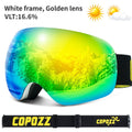 COPOZZ Anti-Fog Ski Goggles Spherical Frameless Ski Snowboard Snow Goggles 100% UV400 Protection Anti-Slip Strap for Men Women - KiwisLove