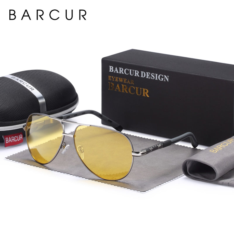 BARCUR Aluminum Magnesium Night Vision Sunglasses Male Fashion Night Vision Accessories For Men - KiwisLove