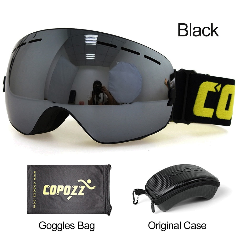 COPOZZ Ski Goggles with Box Case Ski Mask UV400 Anti-fog Snow Goggles Big Spherical Skiing Snowboarding for Women Men - KiwisLove