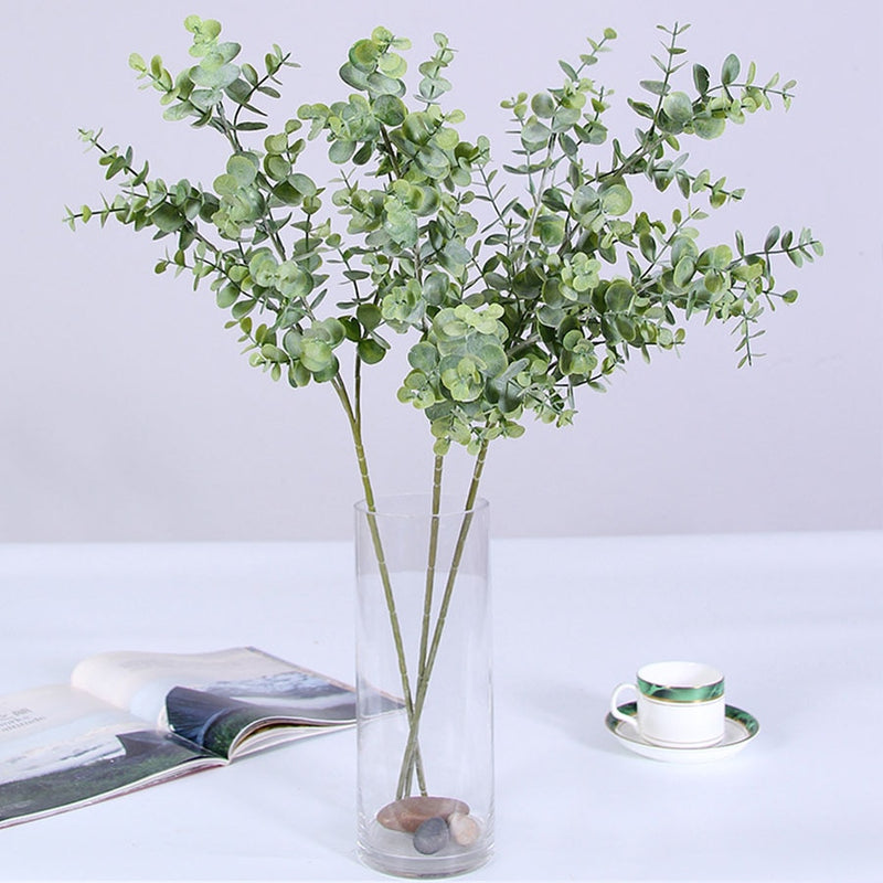 artificial plastic plants leaves tree green eucalyptus branch for garden wedding decoration faux fake foliage christmas decor - KiwisLove