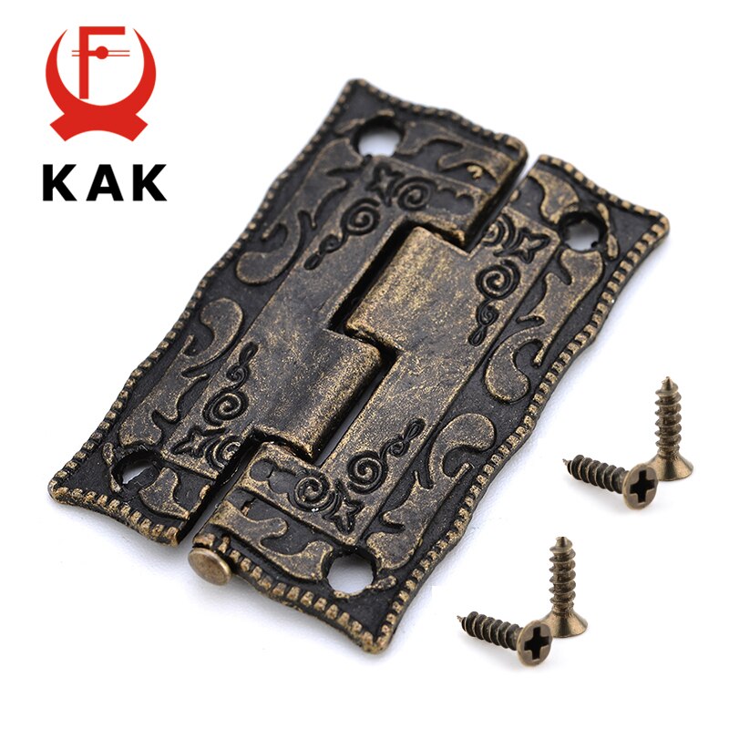 2PCS KAK Antique Bronze Hinges Cabinet Door Drawer Decorative Mini Hinge For Jewelry Storage Wooden Box Furniture Hardware - KiwisLove