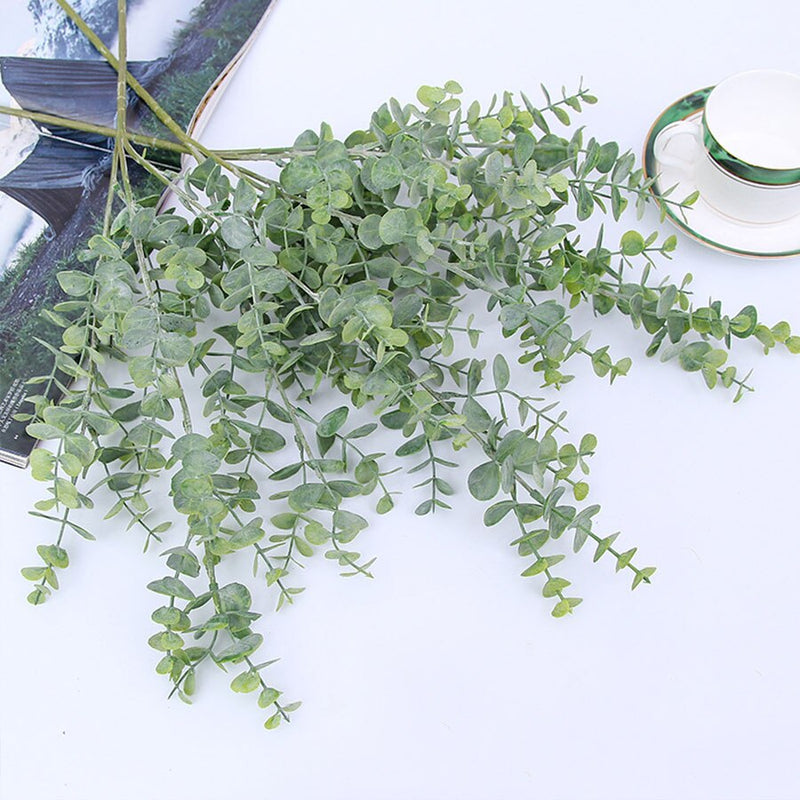 artificial plastic plants leaves tree green eucalyptus branch for garden wedding decoration faux fake foliage christmas decor - KiwisLove