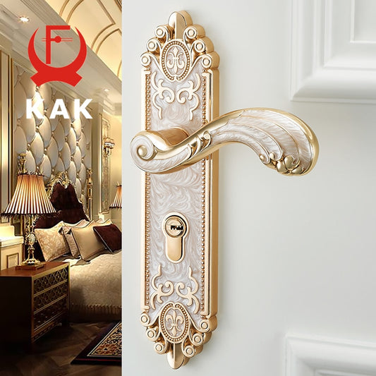 KAK European Style Mute Room Door Lock Handle Fashion Interior Door Knobs Lock Luxurious Anti-Theft Gate Lock Furniture Hardware - KiwisLove