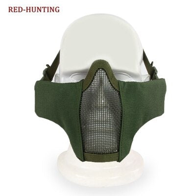 Airsoft Paintball CS Mask Adjustable Elastic Belt Strap  Tactical Foldable Half Face Mesh Mask - KiwisLove