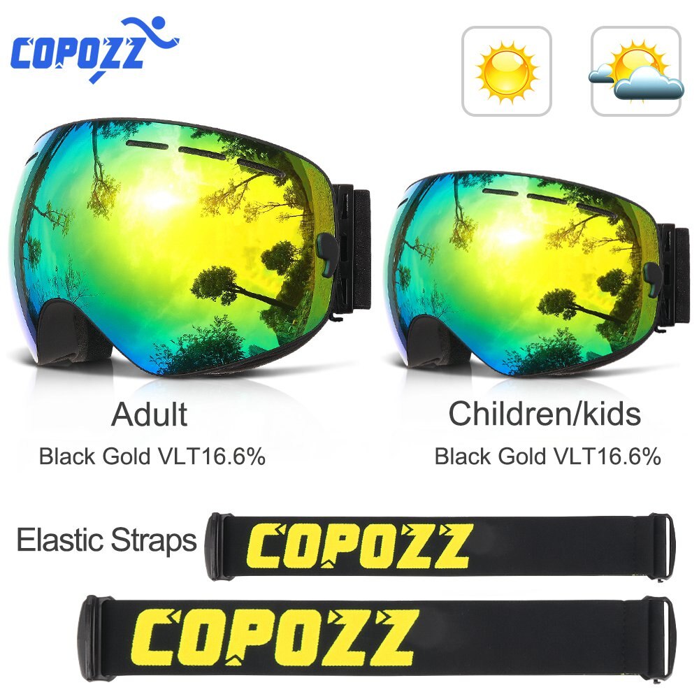 COPOZZ Parent Child Ski Goggles 2 Pack Set Snowboard Anti fog Skiing Glasses UV400 for Famliy Men Women Kids Sport Snow Eyewear - KiwisLove