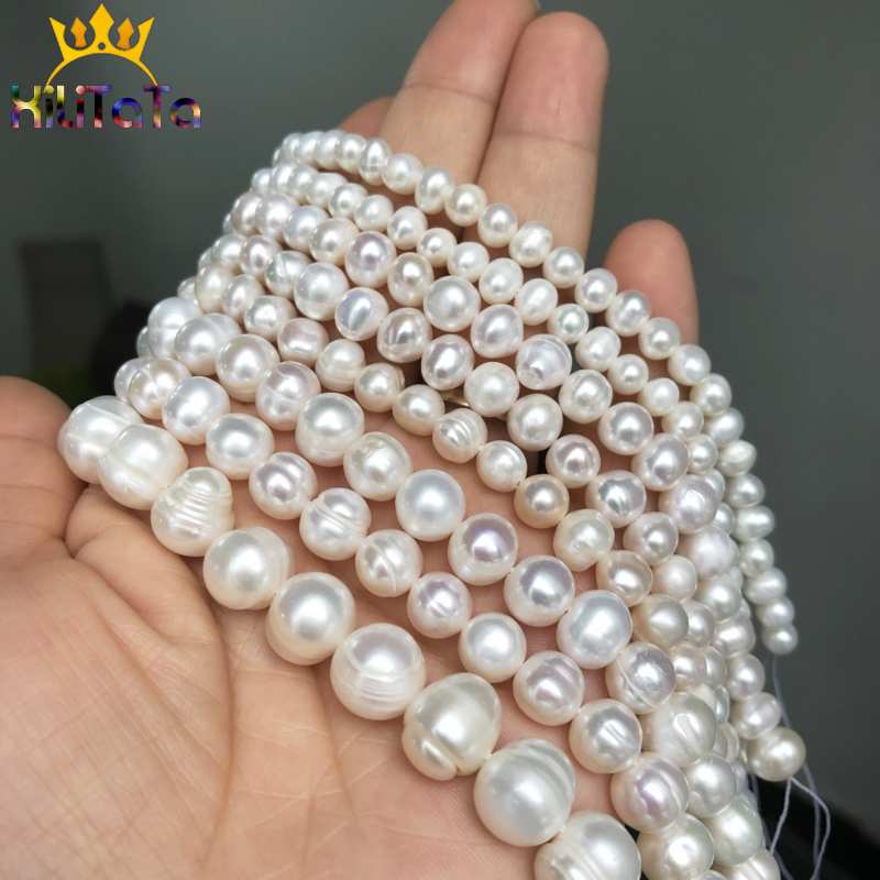 Natural Freshwater White Pearl Round Loose Spacer Beads For Jewelry Making DIY Bracelets Necklace 15'' Pick Size 4/6/8/9/10/11mm - KiwisLove
