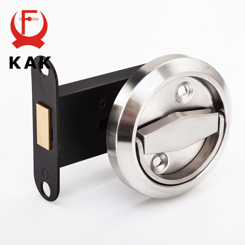 KAK Stainless Steel 304 Recessed Invisible Cup Handle Privacy Hidden Door Locks Cabinet Pulls Handle Fire Proof Disk Ring Lock - KiwisLove