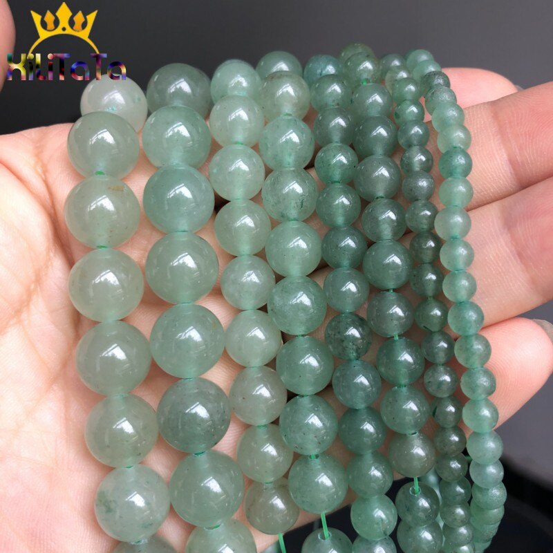 Natural Green Aventurine Jades Stone Round Loose Spacer Beads For Jewelry Making 4/6/8/10/12mm DIY Bracelets Necklace 15" Strand - KiwisLove