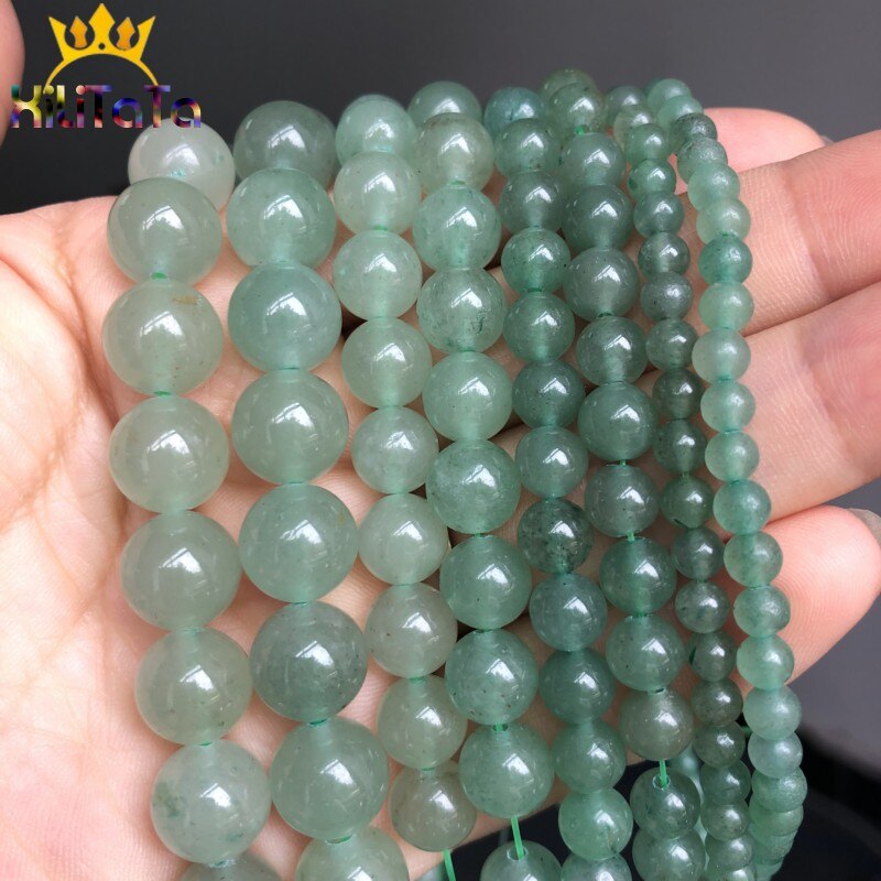 Natural Green Aventurine Jades Stone Round Loose Spacer Beads For Jewelry Making 4/6/8/10/12mm DIY Bracelets Necklace 15&quot; Strand - KiwisLove