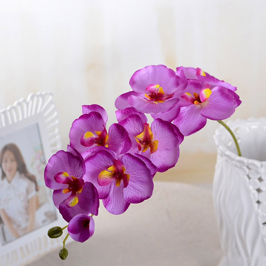 Artificial Silk White Orchid Flowers High Quality Butterfly Moth Phalaenopsis Fake Flower for Wedding Home Festival Decoration - KiwisLove