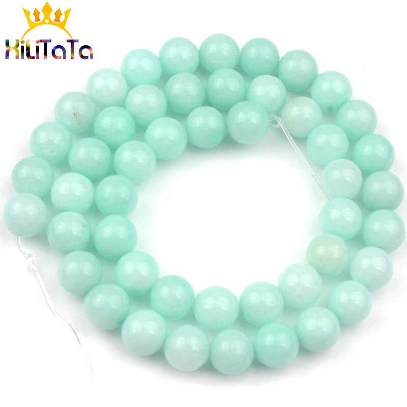 Free Shippig Natural Blue Amazonite Stone Beads Round Loose Spacer Beads For Jewelry Making 4/6/8/10/12mm DIY Bracelets 15inches - KiwisLove