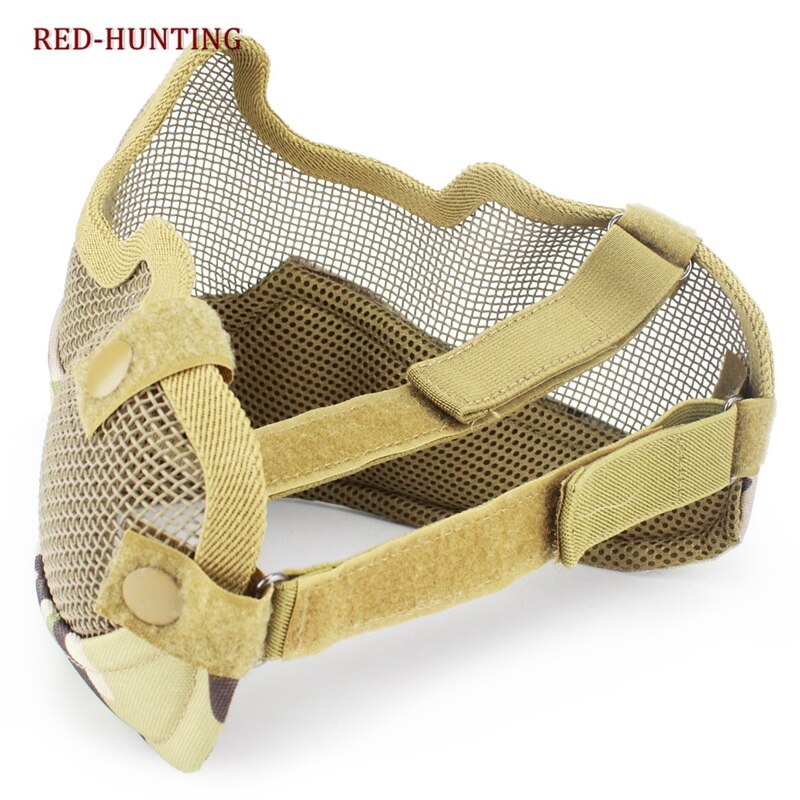 Outdoor Sports Steel Mesh Half Face Protective Mask Hunting Metal Wire Half Face CS - KiwisLove