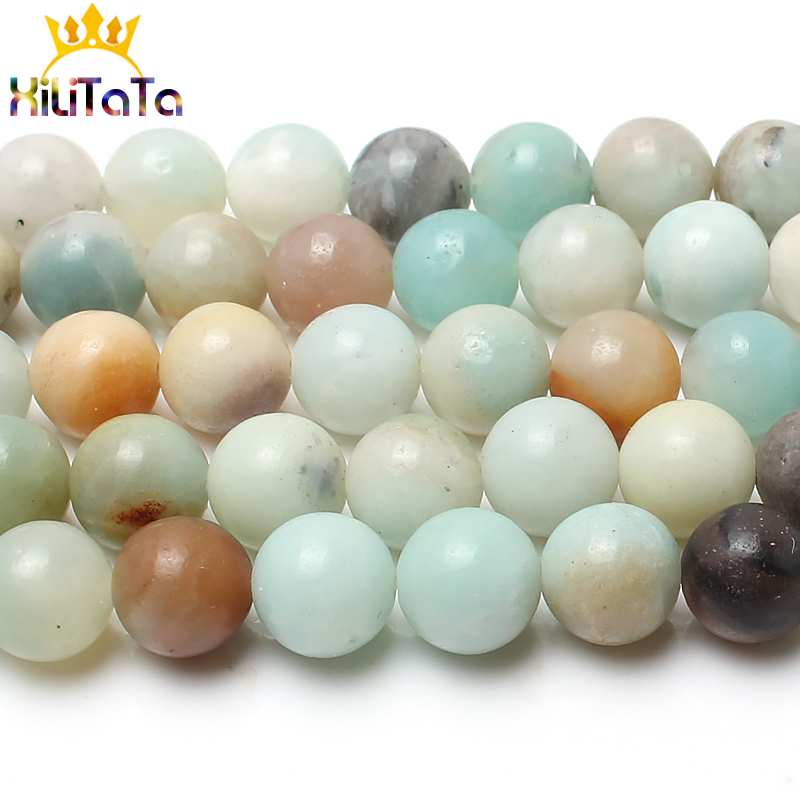 Natural Colorful Amazonite Stone Beads Round Loose Spacer Beads For DIY Jewelry Making Bracelets Necklace 15inches 4/6/8/10/12mm - KiwisLove