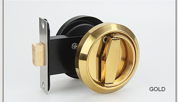 KAK Stainless Steel 304 Recessed Invisible Cup Handle Privacy Hidden Door Locks Cabinet Pulls Handle Fire Proof Disk Ring Lock - KiwisLove