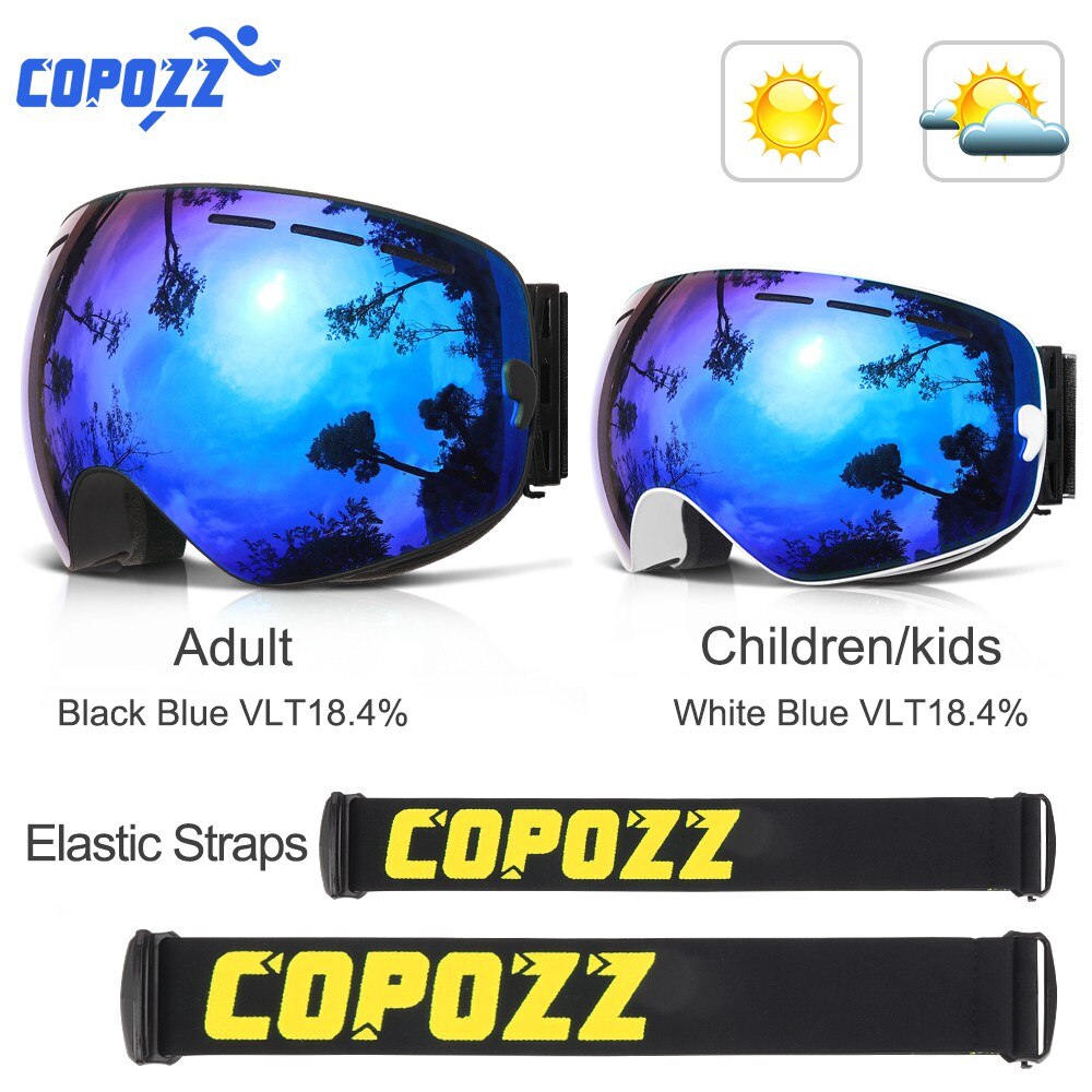 COPOZZ Parent Child Ski Goggles 2 Pack Set Snowboard Anti fog Skiing Glasses UV400 for Famliy Men Women Kids Sport Snow Eyewear - KiwisLove