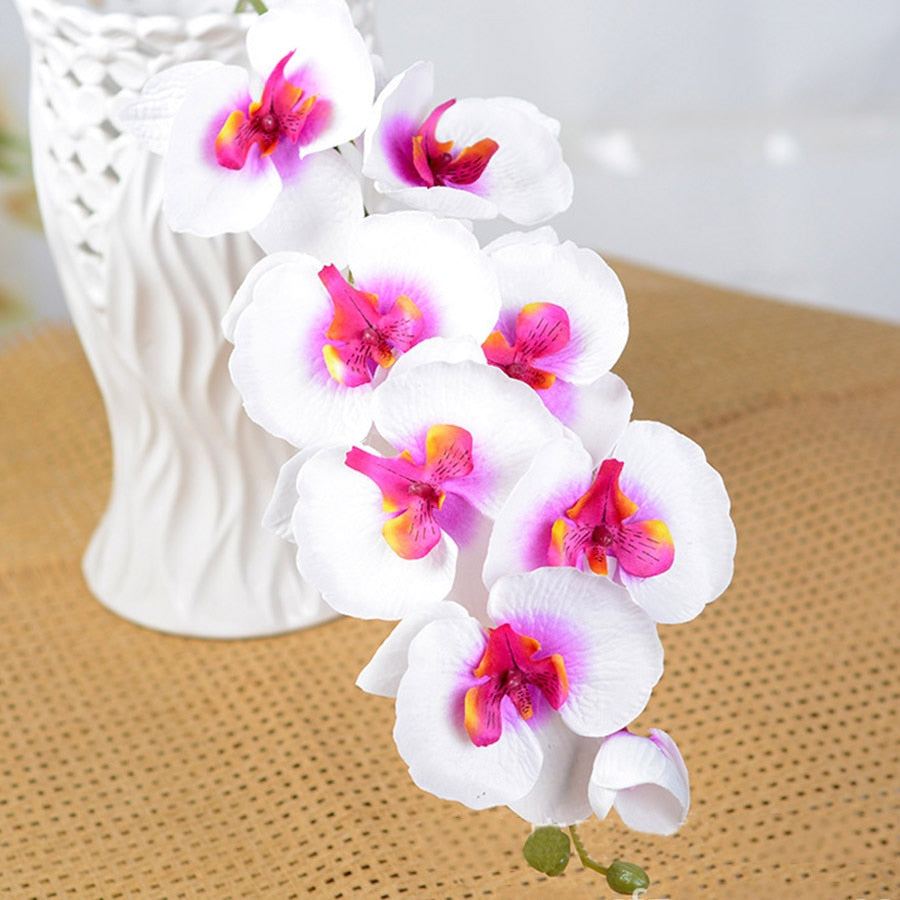 Artificial Silk White Orchid Flowers High Quality Butterfly Moth Phalaenopsis Fake Flower for Wedding Home Festival Decoration - KiwisLove