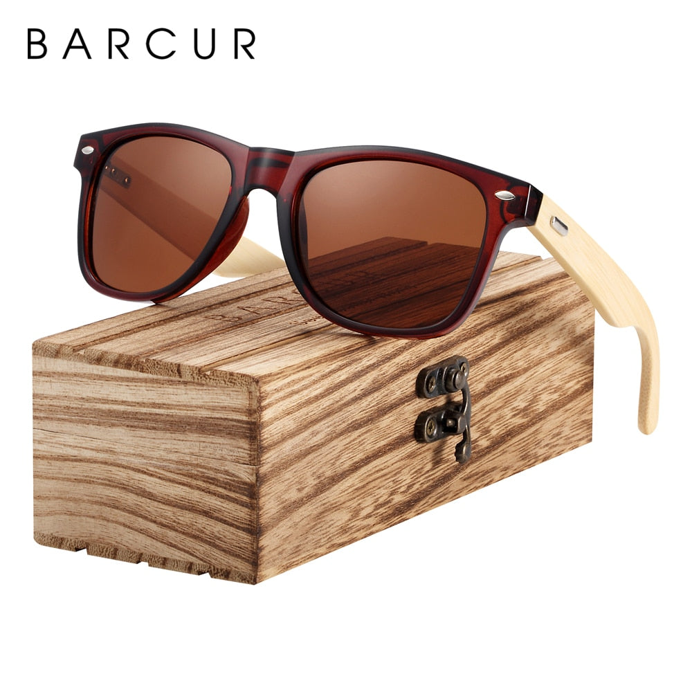 BARCUR Bamboo Sunglasses Men Women Travel Sun Glasses Vintage Wooden Leg Eyeglasses Fashion Sunglasses Male - KiwisLove