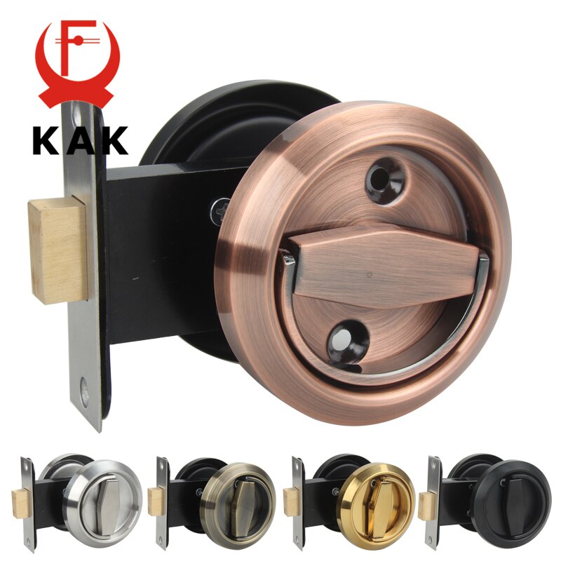 KAK Stainless Steel 304 Recessed Invisible Cup Handle Privacy Hidden Door Locks Cabinet Pulls Handle Fire Proof Disk Ring Lock - KiwisLove