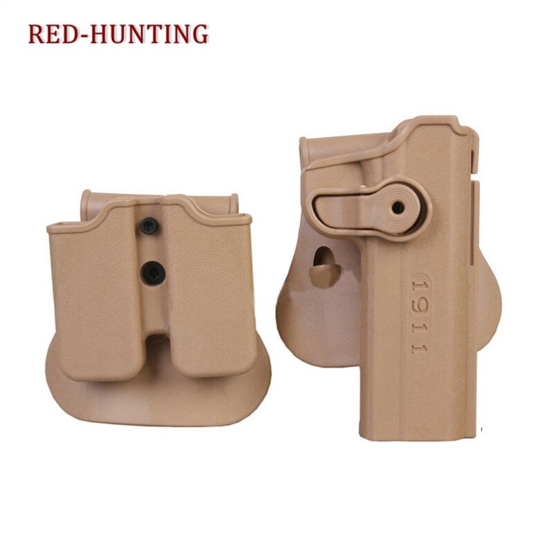 Tactical Gun Pistol Holsters with Magazine Clip Pouch Hunting IMI Holster Colt 1911 Right Hand Belt Loop Paddle Holster for 1911 - KiwisLove