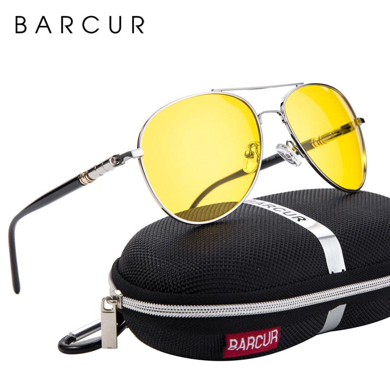 BARCUR Night Vision Sunglasses Mens Night Driving Glasses Polarized Anti-glare Goggle Oculos de sol masculino - KiwisLove