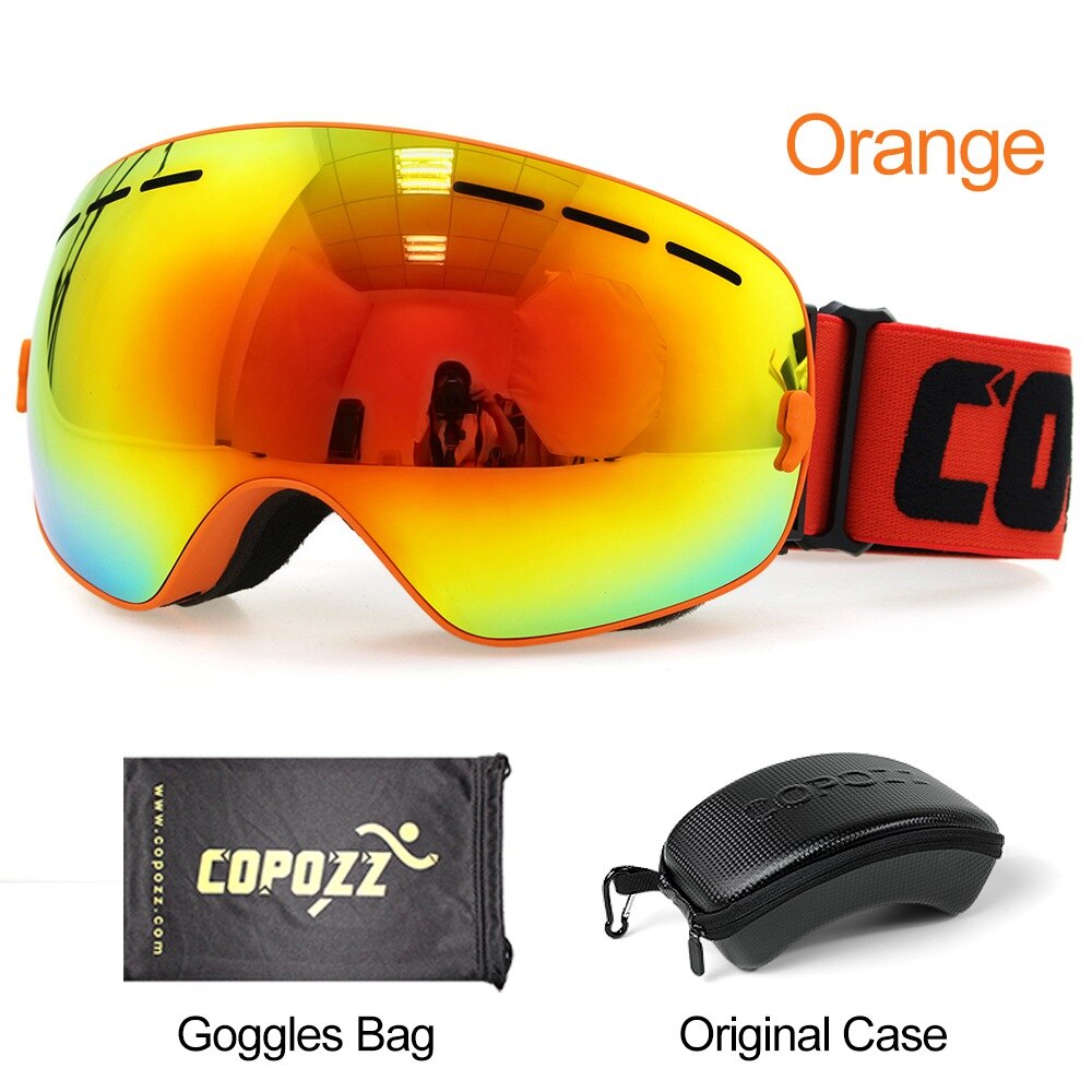 COPOZZ Ski Goggles with Box Case Ski Mask UV400 Anti-fog Snow Goggles Big Spherical Skiing Snowboarding for Women Men - KiwisLove