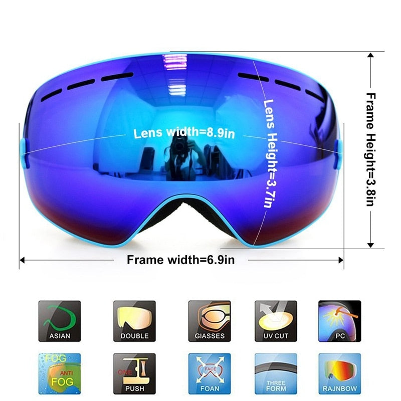 COPOZZ New Polarized Ski Goggles Double lens Snowboard UV400 Sneeuwbril Anti-fog Ski Glasses Skiing Adult Snow Goggles GOG-201P - KiwisLove