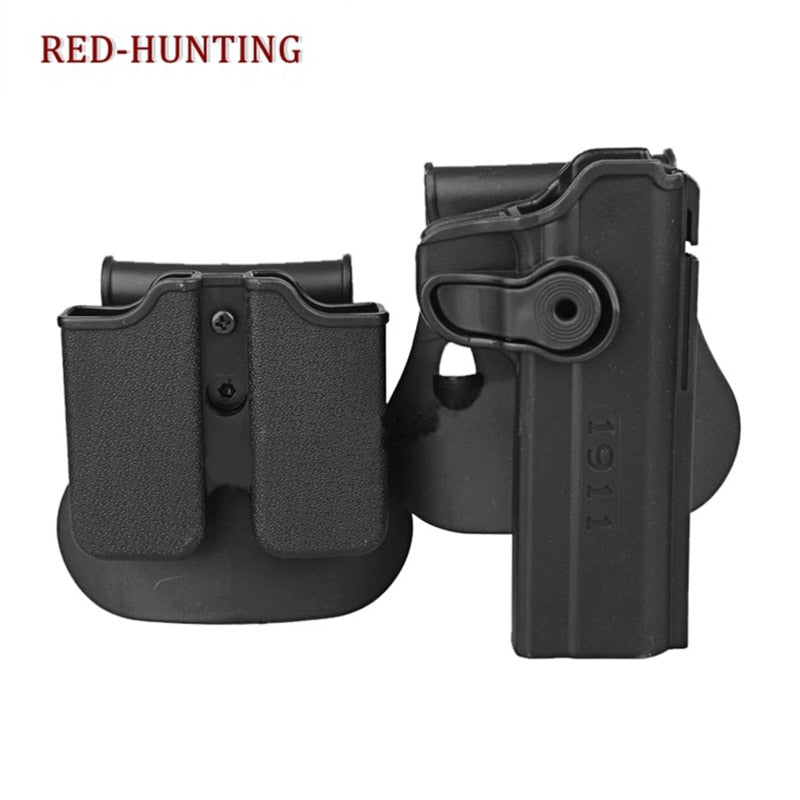 Tactical Gun Pistol Holsters with Magazine Clip Pouch Hunting IMI Holster Colt 1911 Right Hand Belt Loop Paddle Holster for 1911 - KiwisLove