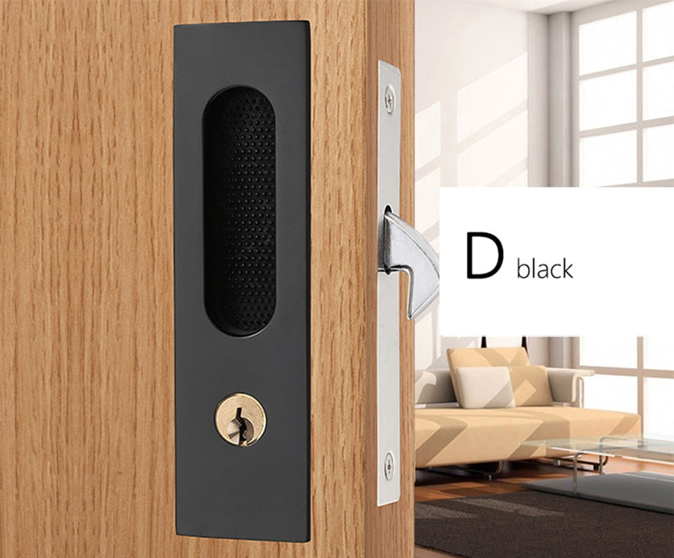 KAK Mute Mortice Sliding Door Lock Hidde Handle Interior Door Pull Lock Modern Anti-theft Room Wood Door Lock Furniture Hardware - KiwisLove