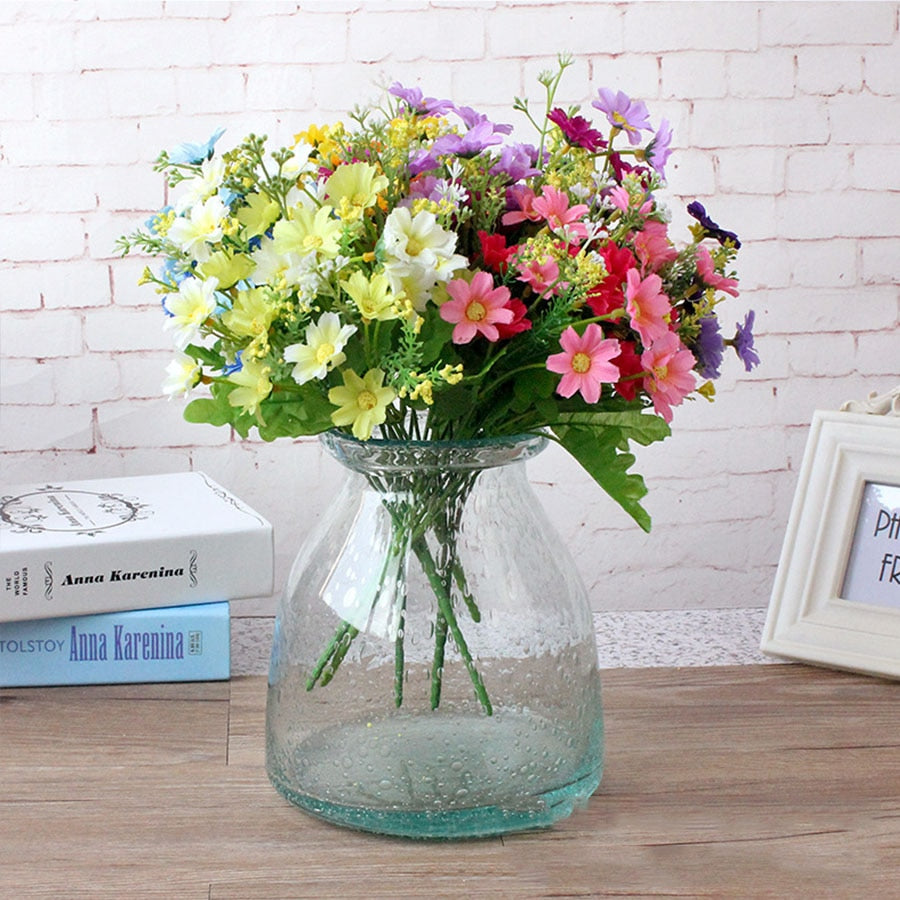 1 Bunch 28 Head Cineraria Artificial Flower Bouquet Home Office Decor silk daisy artificial decorative indoor outdoor A12150 - KiwisLove