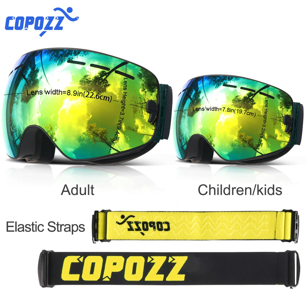 COPOZZ Parent Child Ski Goggles 2 Pack Set Snowboard Anti fog Skiing Glasses UV400 for Famliy Men Women Kids Sport Snow Eyewear - KiwisLove