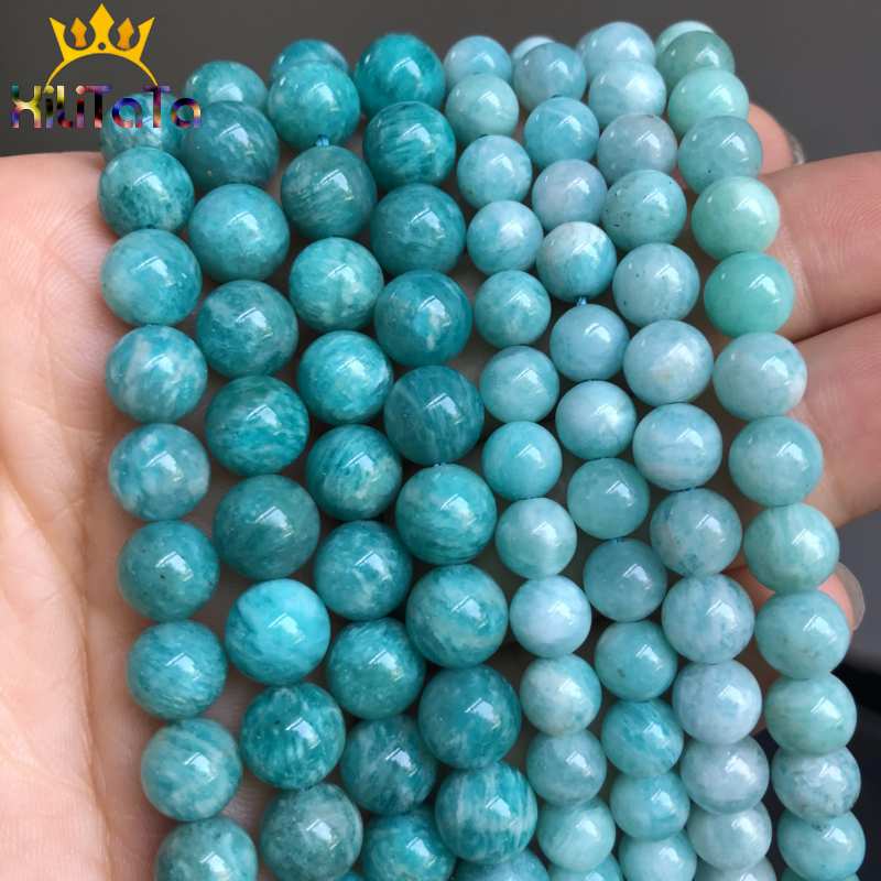 Natural Round Genuine Amazonite Beads Loose Stone Beads For Jewelry Making DIY Bracelet Necklace Accessories 15inches 6/8/10mm - KiwisLove