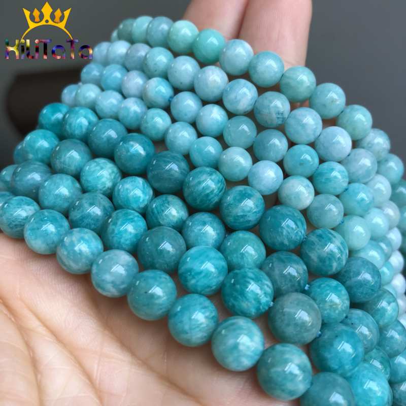 Natural Round Genuine Amazonite Beads Loose Stone Beads For Jewelry Making DIY Bracelet Necklace Accessories 15inches 6/8/10mm - KiwisLove